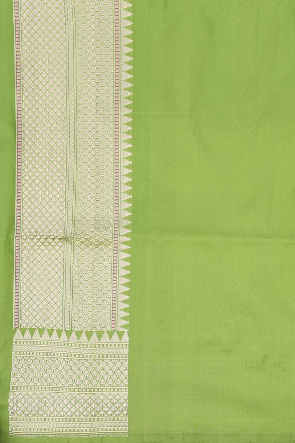 Banarasi Silk Saree In Pear Green With Brocade Design
