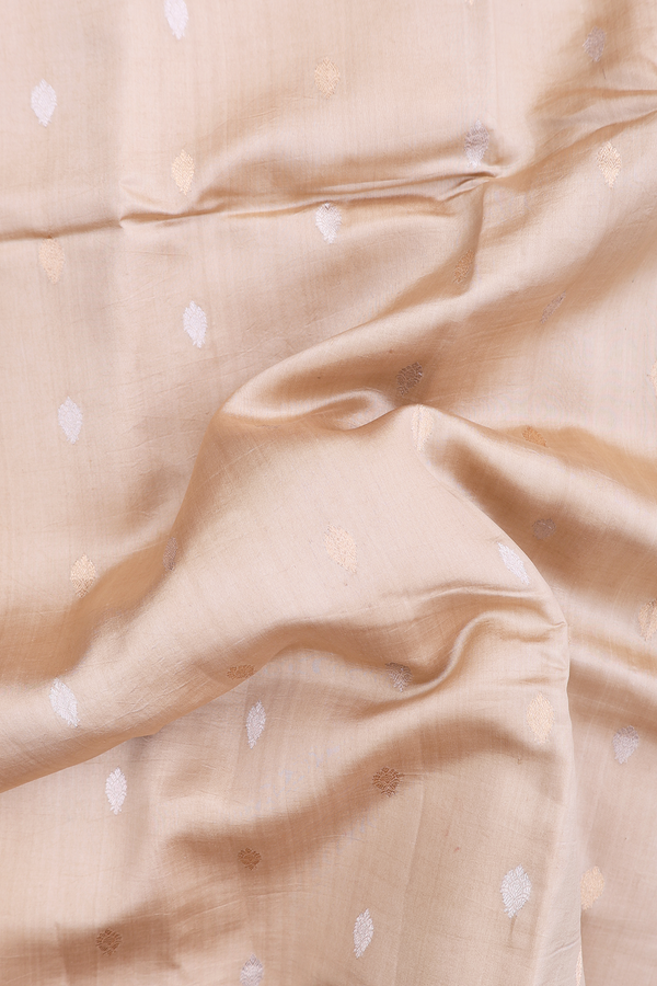 Banarasi Silk Saree In Pastel Brown With Zari Buttas