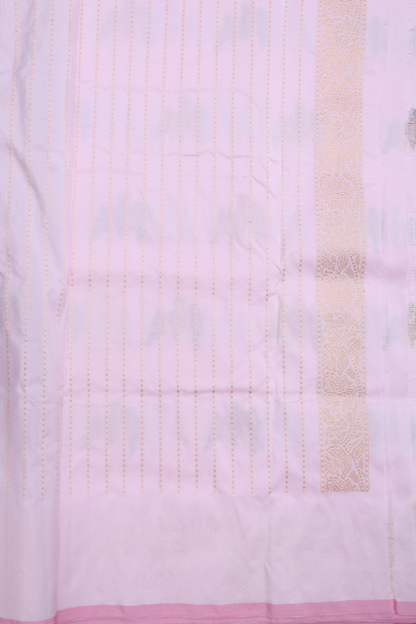 Banarasi Silk Saree In Pastel Pink With Birds Design