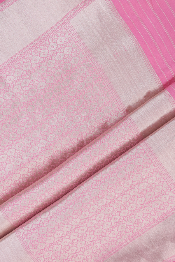 Banarasi Silk Saree In Pink With Birds Design