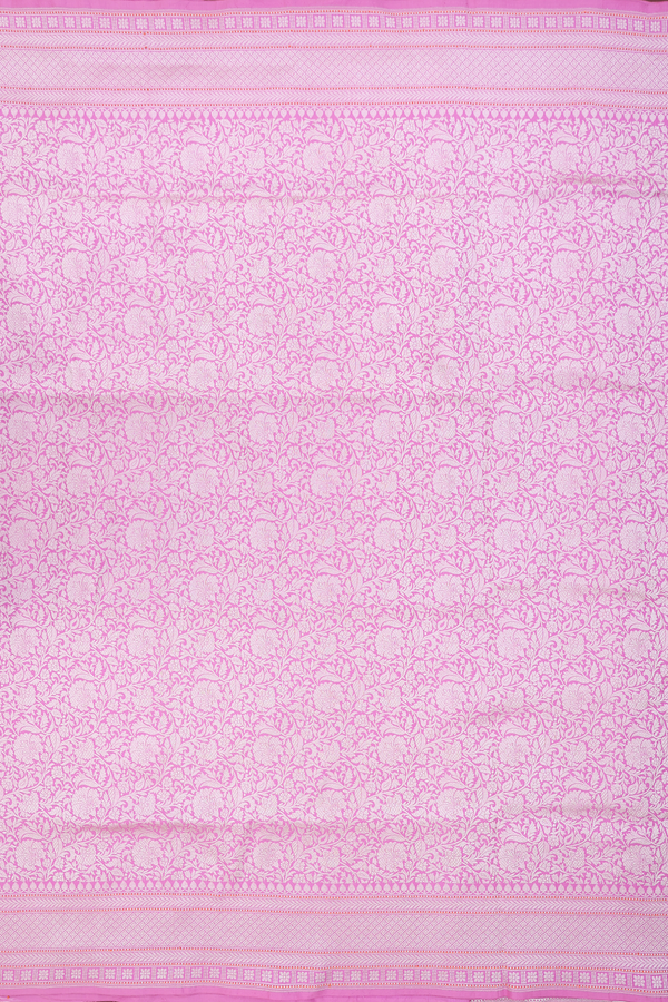 Banarasi Silk Saree In Pink With Floral Design