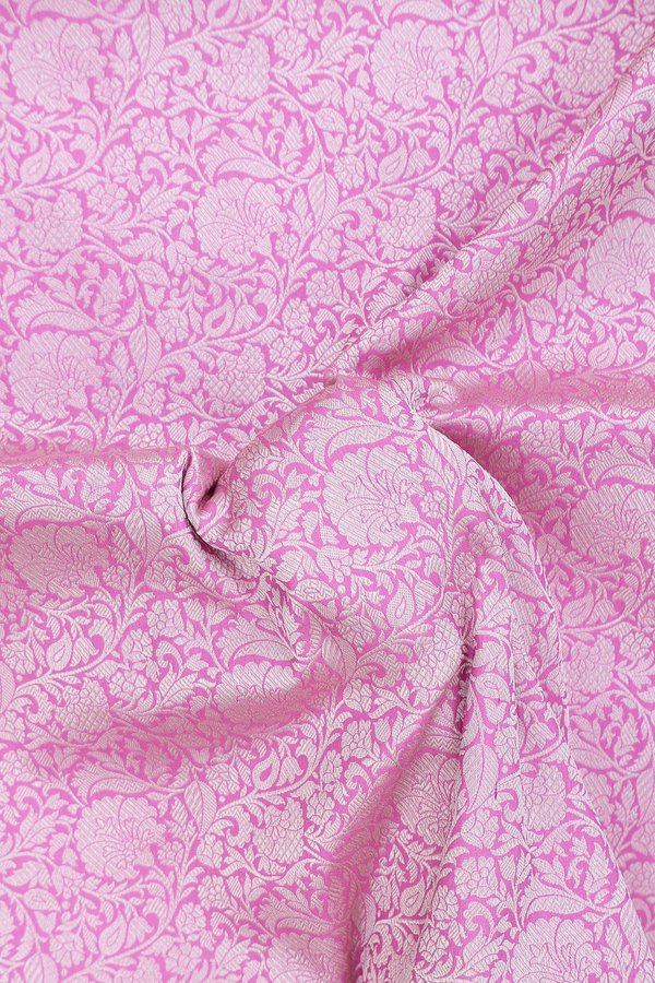 Banarasi Silk Saree In Pink With Floral Design