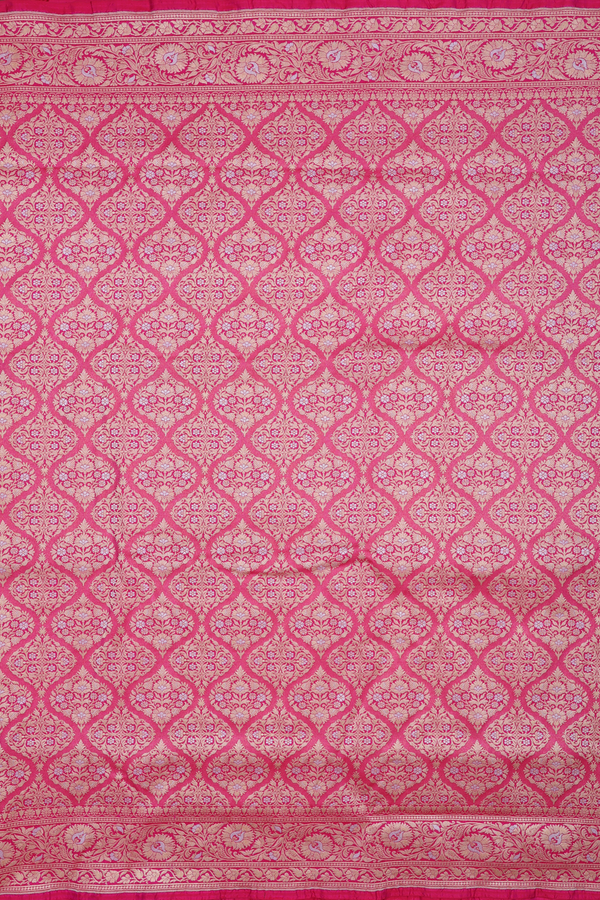 Banarasi Silk Saree In Pink With Ogee Design
