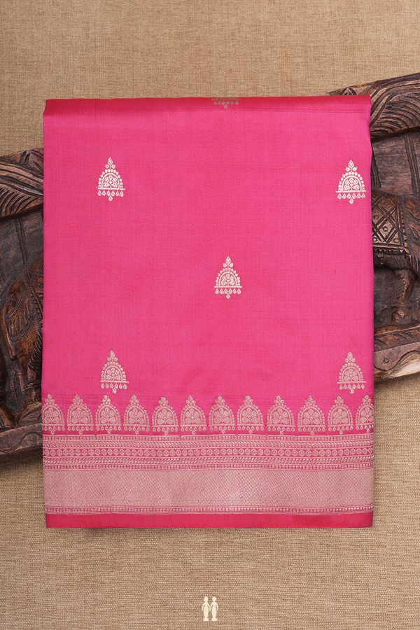 Banarasi Silk Saree In Pink With Zari Buttas