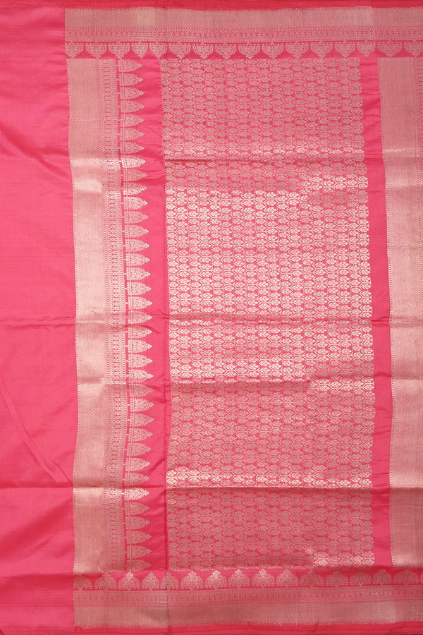 Banarasi Silk Saree In Pink With Zari Buttas