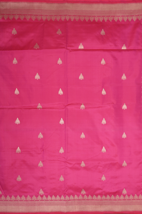 Banarasi Silk Saree In Pink With Zari Buttas