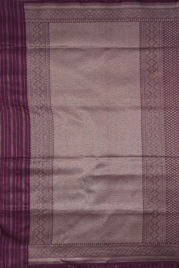 Banarasi Silk Saree In Plum Purple With Brocade Design