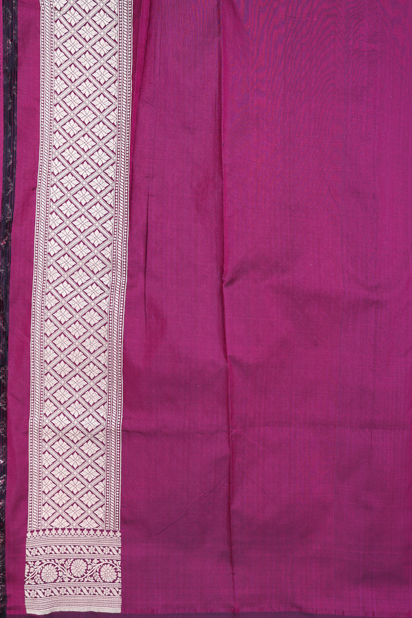 Banarasi Silk Saree In Plum Purple With Floral Buttas