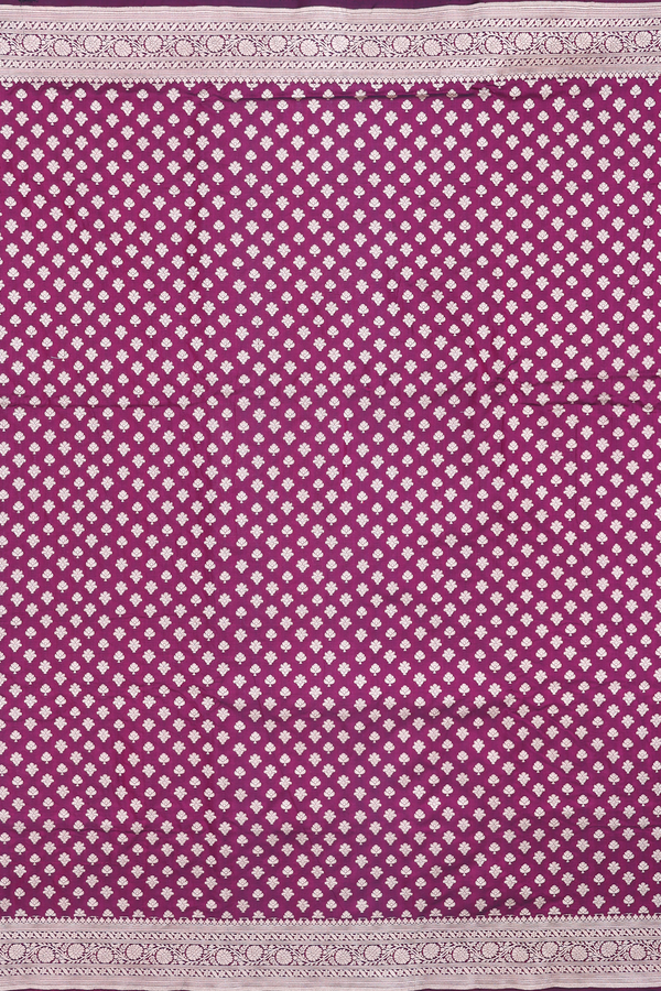 Banarasi Silk Saree In Plum Purple With Floral Buttas