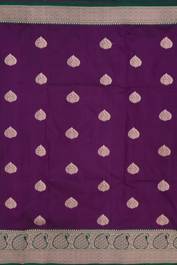 Banarasi Silk Saree In Plum Purple With Zari Motifs