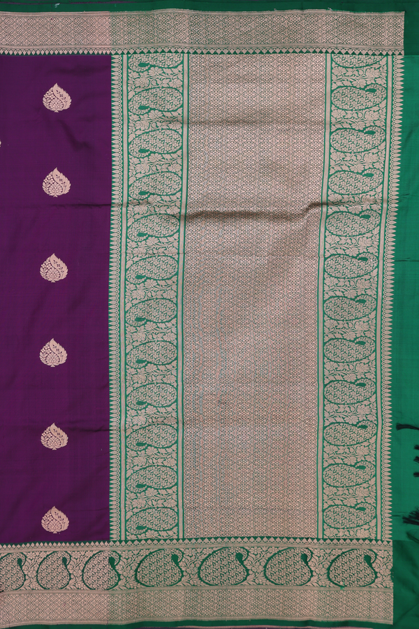Banarasi Silk Saree In Plum Purple With Zari Motifs