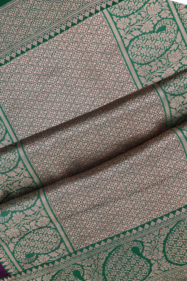 Banarasi Silk Saree In Plum Purple With Zari Motifs