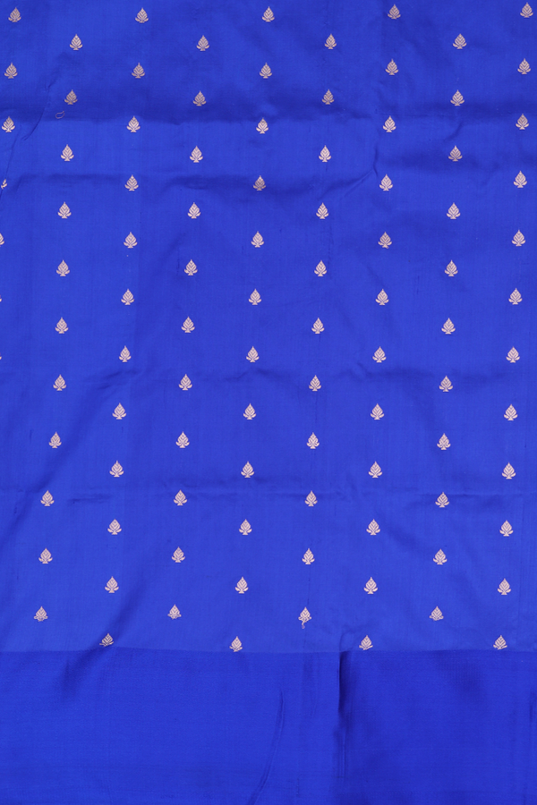 Banarasi Silk Saree In Powder Blue With Contrast Border