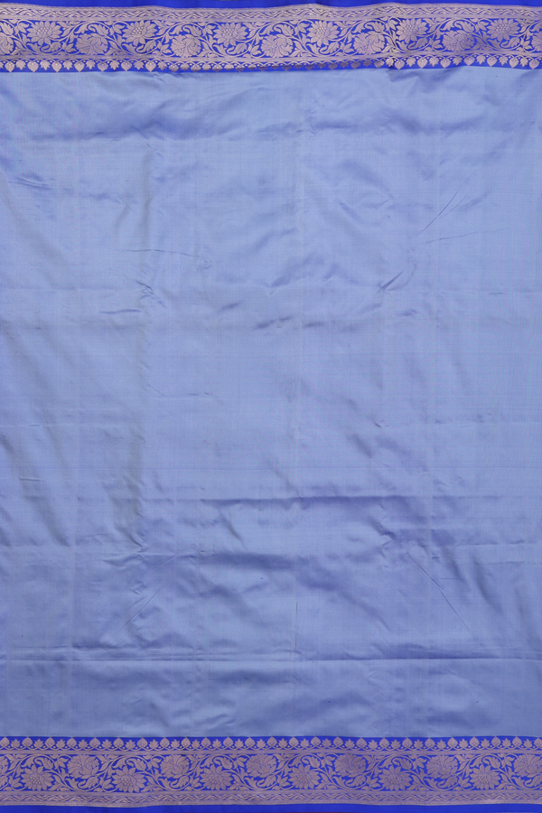 Banarasi Silk Saree In Powder Blue With Contrast Border