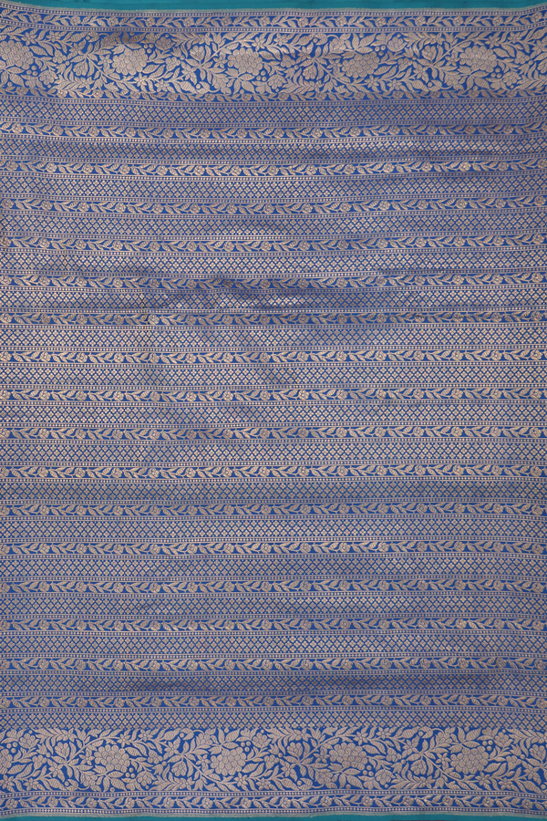 Banarasi Silk Saree In Prussian Blue With Zari Design