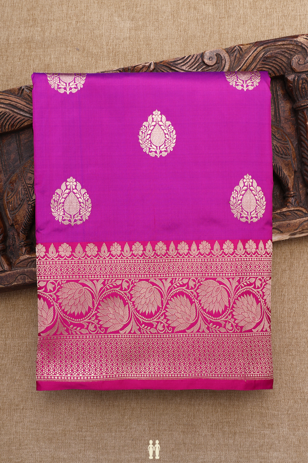 Banarasi Silk Saree In Purple Rose With Thilagam Motifs