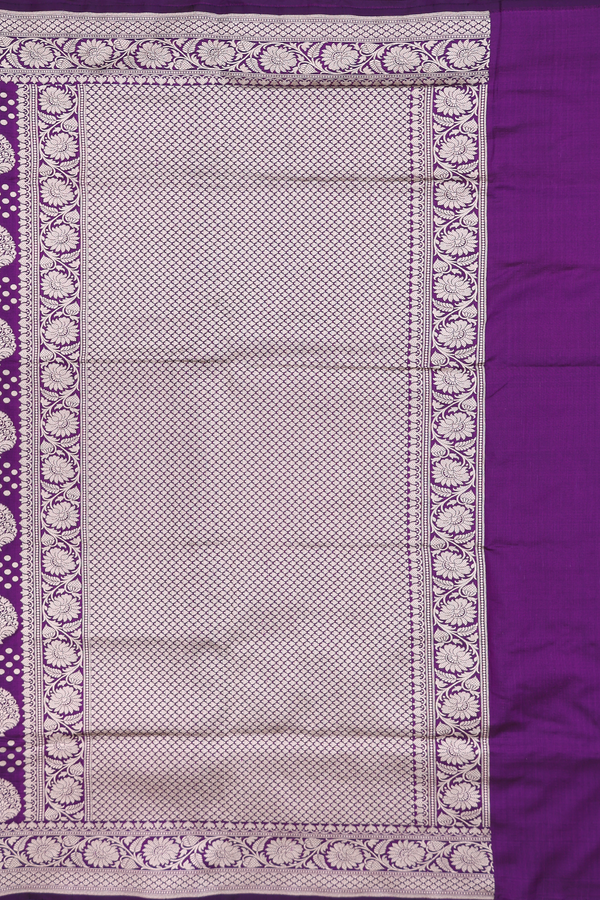 Banarasi Silk Saree In Purple With Allover Design