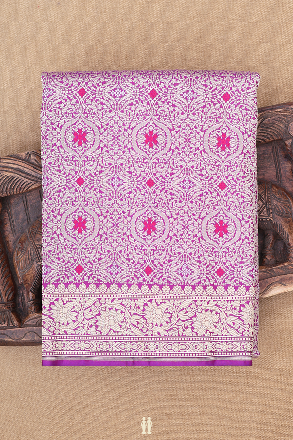 Banarasi Silk Saree In Purple With Brocade Design