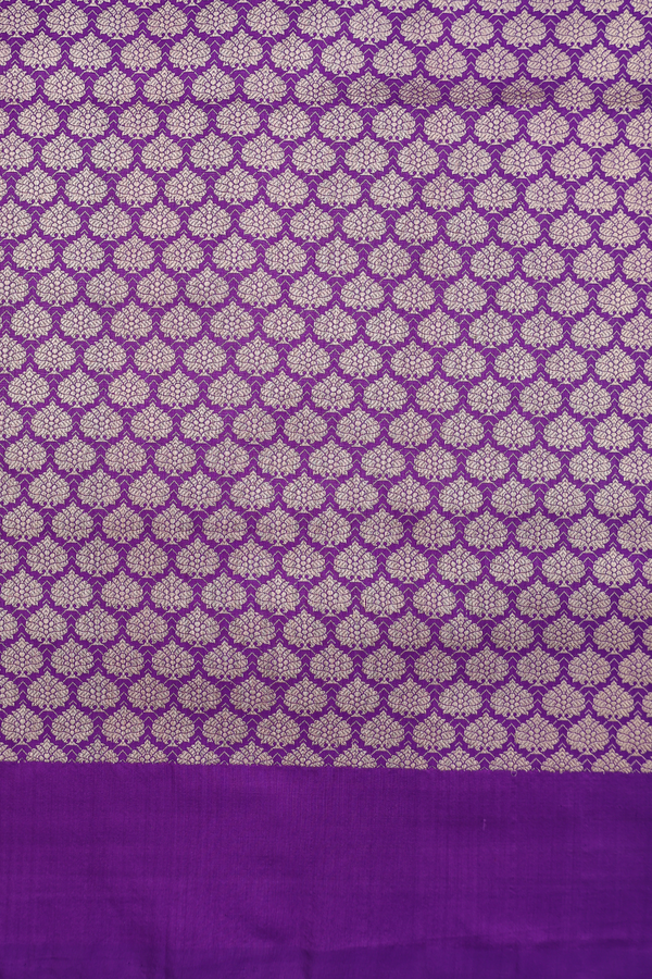 Banarasi Silk Saree In Purple With Floral Design