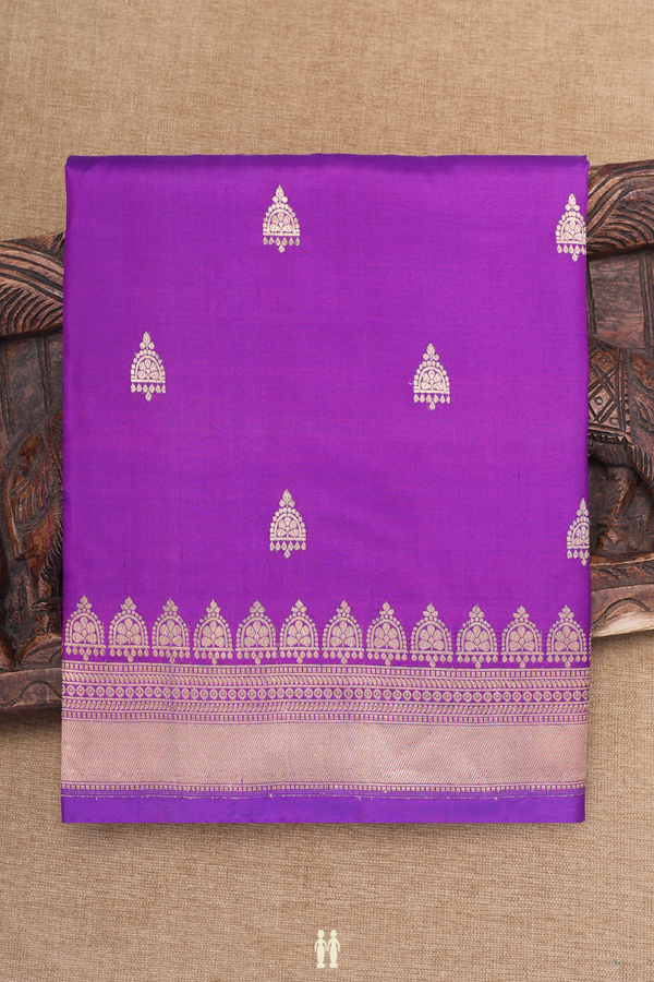 Banarasi Silk Saree In Purple With Zari Buttas