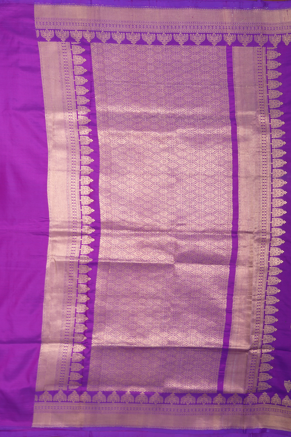Banarasi Silk Saree In Purple With Zari Buttas