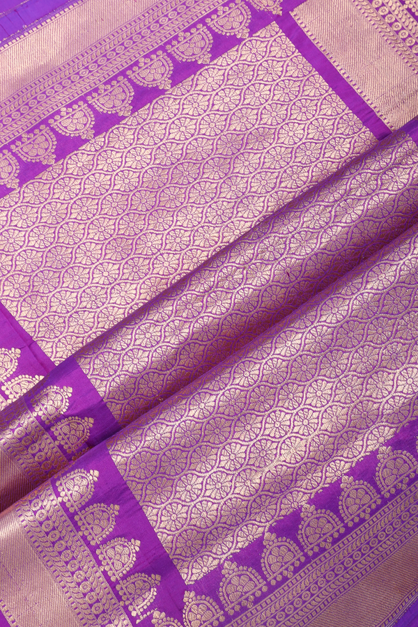 Banarasi Silk Saree In Purple With Zari Buttas
