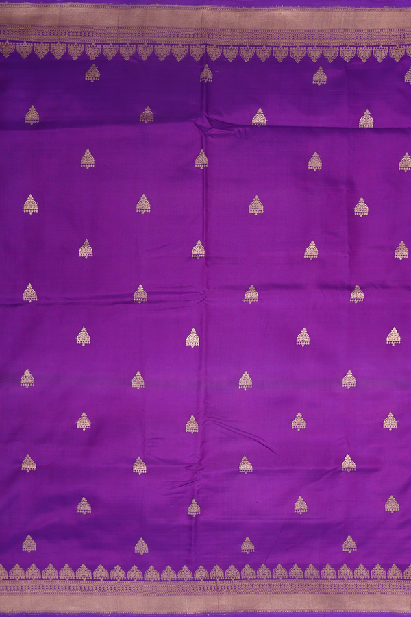 Banarasi Silk Saree In Purple With Zari Buttas