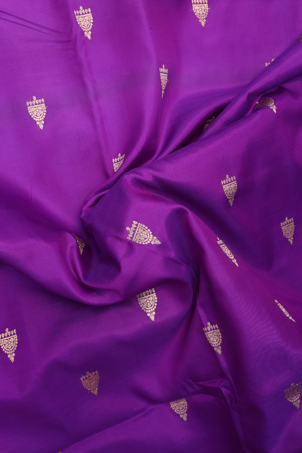 Banarasi Silk Saree In Purple With Zari Buttas
