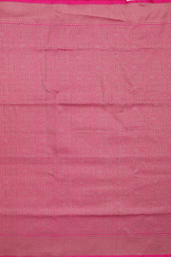 Banarasi Silk Saree In Rani Pink With Allover Design