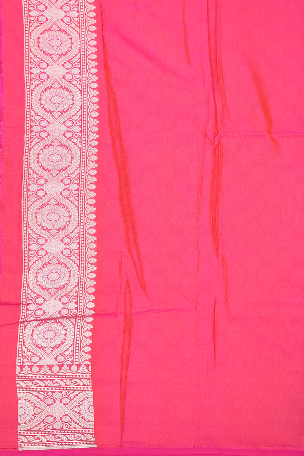 Banarasi Silk Saree In Rani Pink With Zari Buttas