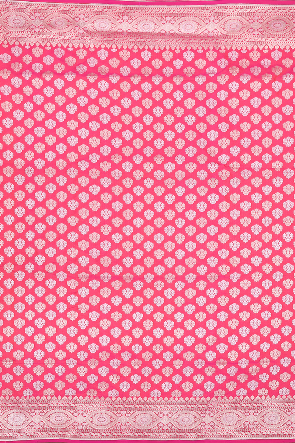 Banarasi Silk Saree In Rani Pink With Zari Buttas