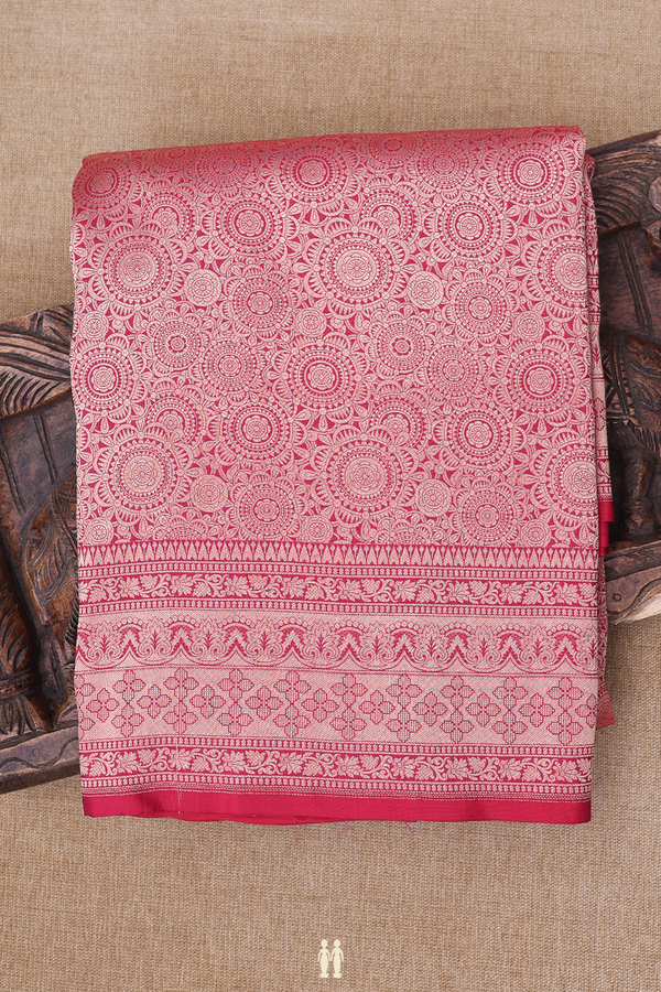 Banarasi Silk Saree In Red With Allover Design