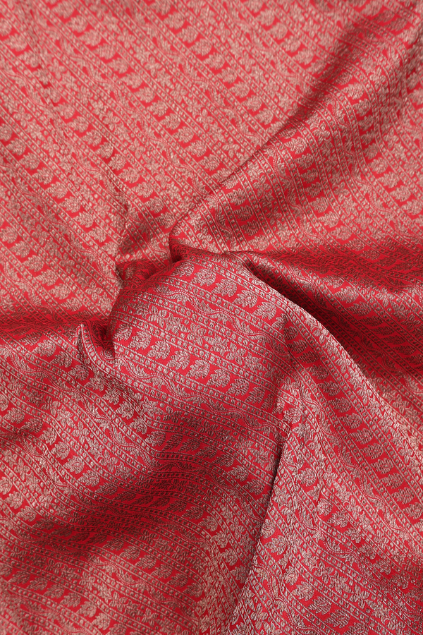 Banarasi Silk Saree In Red With Diagonal Design