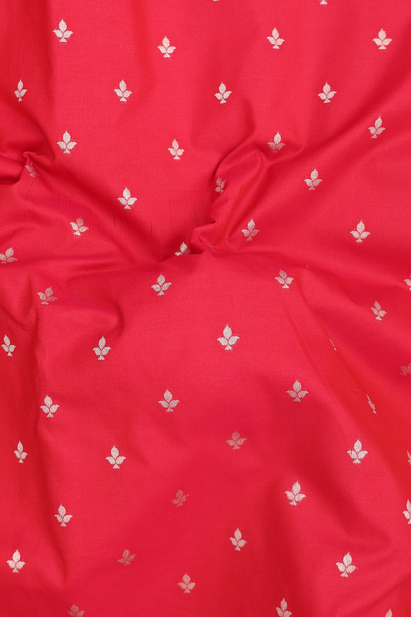 Banarasi Silk Saree In Reddish Pink With Zari Buttis