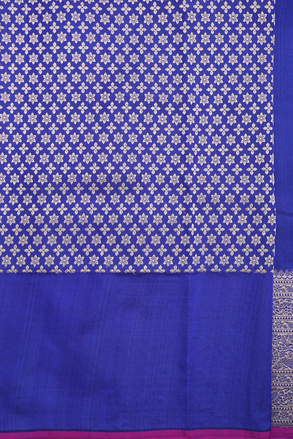Banarasi Silk Saree In Royal Blue With Zari Buttas