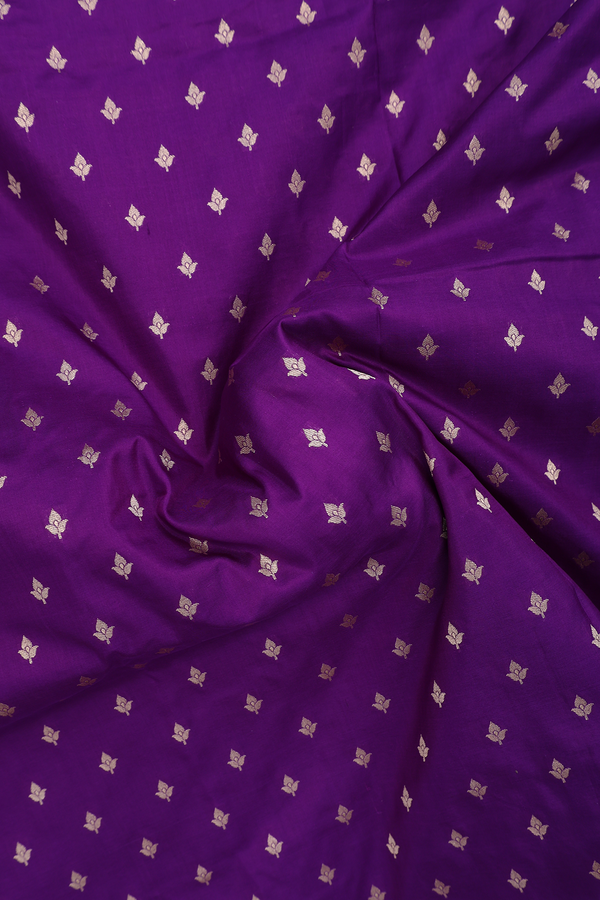 Banarasi Silk Saree In Royal Purple With Floral Buttis