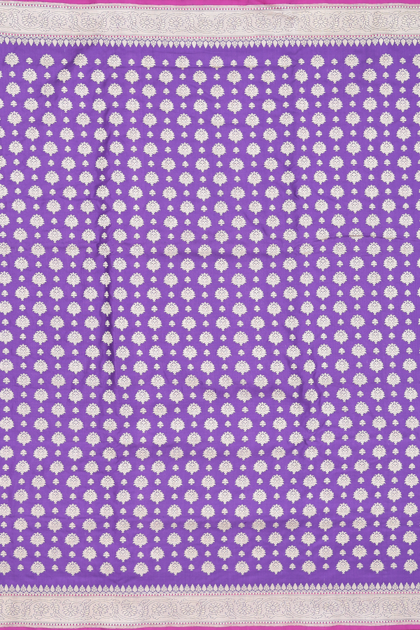 Banarasi Silk Saree In Royal Purple With Zari Buttas