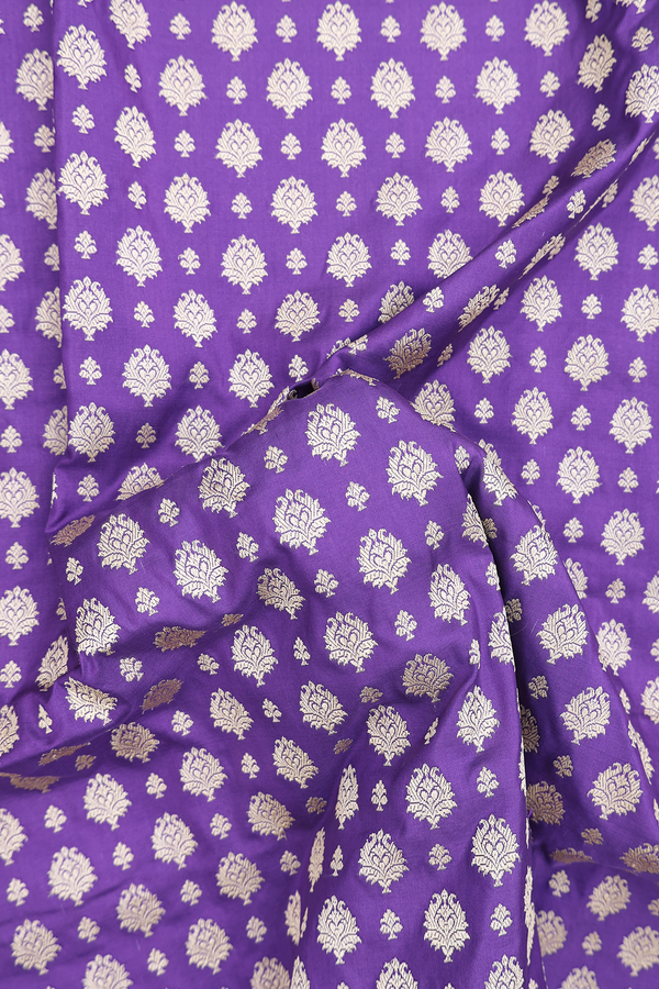 Banarasi Silk Saree In Royal Purple With Zari Buttas