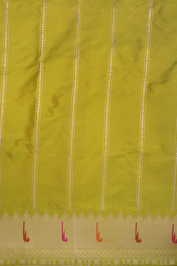 Banarasi Silk Saree In Royal Yellow With Floral Thread Butti