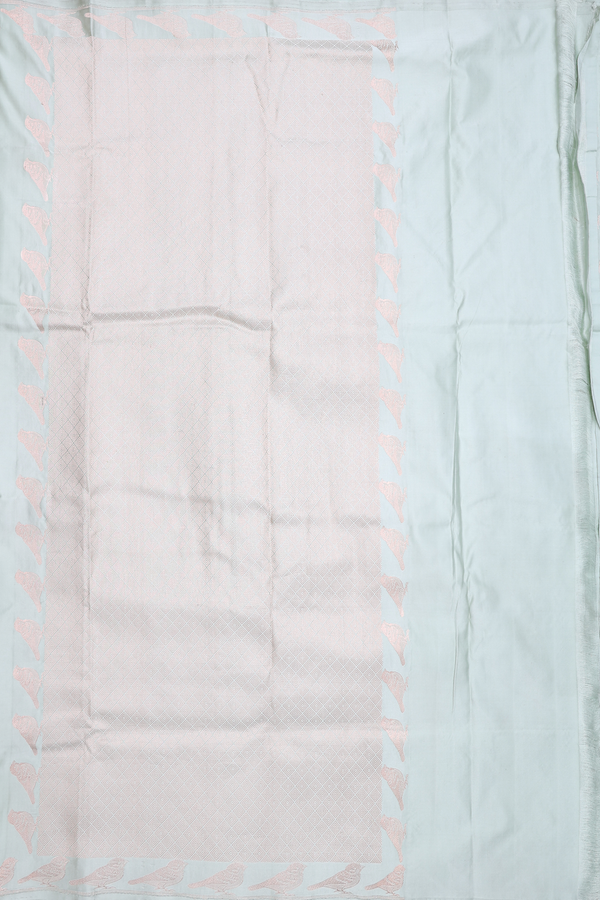 Banarasi Silk Saree In Sage Green With Birds Buttas