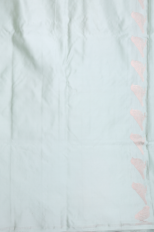Banarasi Silk Saree In Sage Green With Birds Buttas