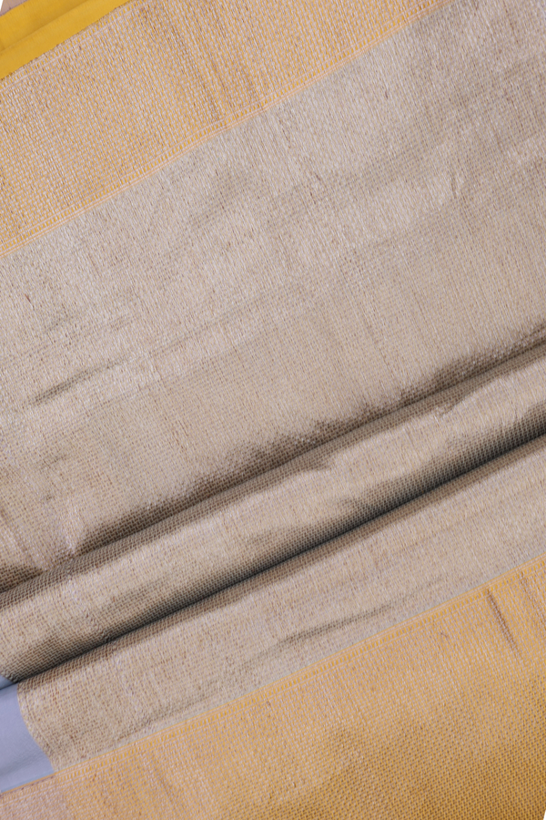 Banarasi Silk Saree In Steel Grey With Stripes Design