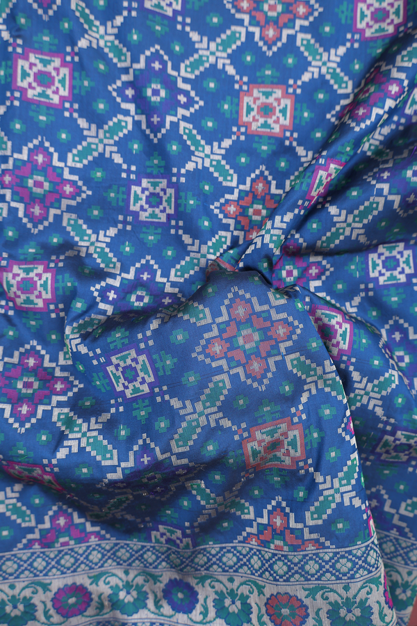 Banarasi Silk Saree In Teal Blue With Allover Design