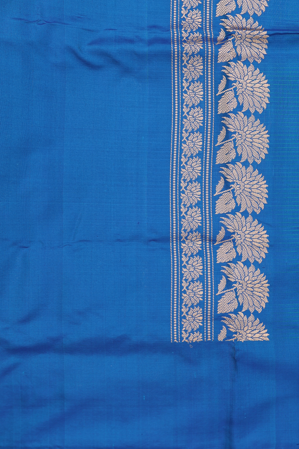 Banarasi Silk Saree In Teal Blue With Checks Design