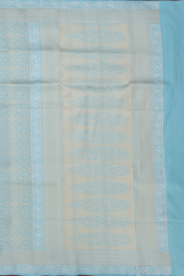 Banarasi Silk Saree In Turkish Blue With Brocade Design