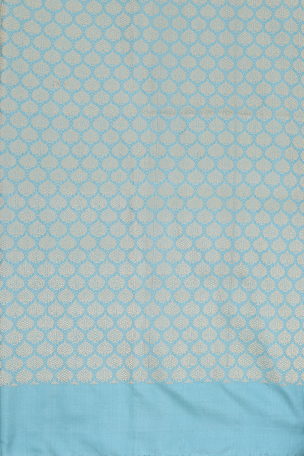 Banarasi Silk Saree In Turkish Blue With Brocade Design
