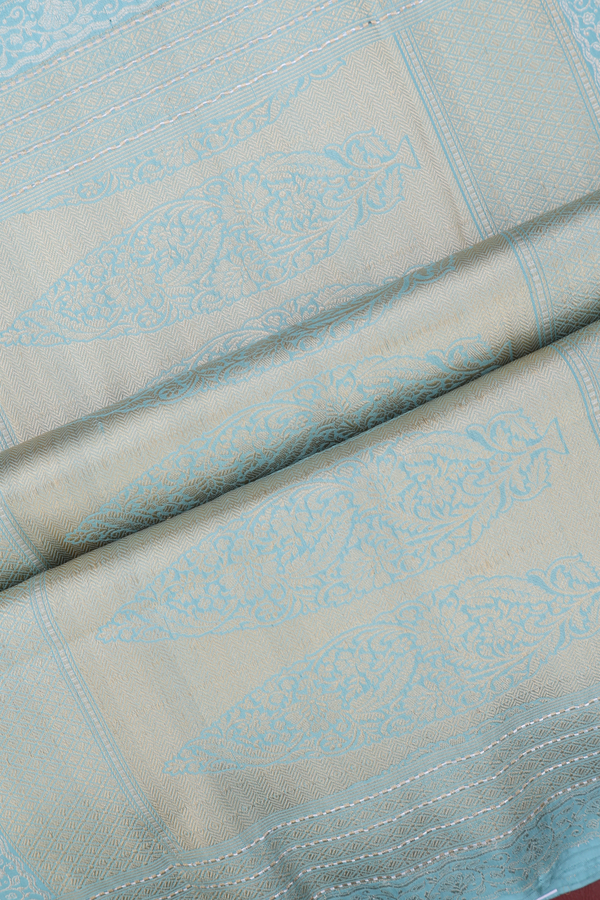 Banarasi Silk Saree In Turkish Blue With Brocade Design