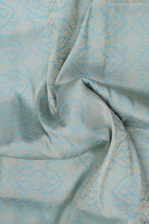 Banarasi Silk Saree In Turkish Blue With Brocade Design