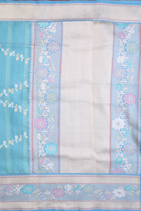 Banarasi Silk Saree In Turkish Blue With Diamond Design