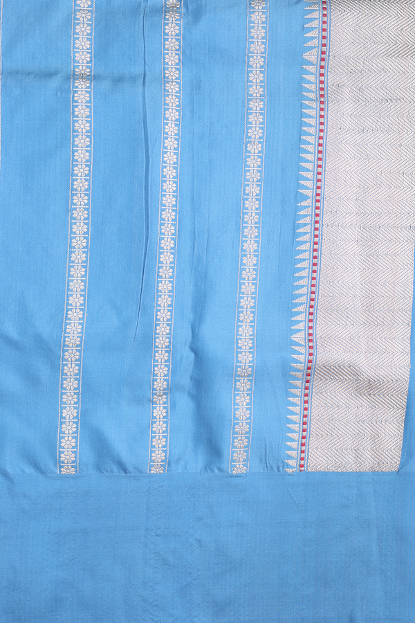 Banarasi Silk Saree In Turkish Blue With Diamond Design